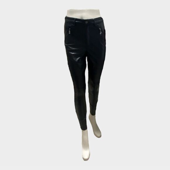 NWT Guess Women's Soto Black Tight Fit Faux Leather Ankle Zip Skinny Pant - Picture 1 of 10